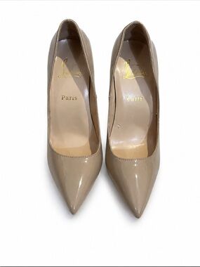 Christian Louboutin Nude Patent Leather Pointed Toe Pumps